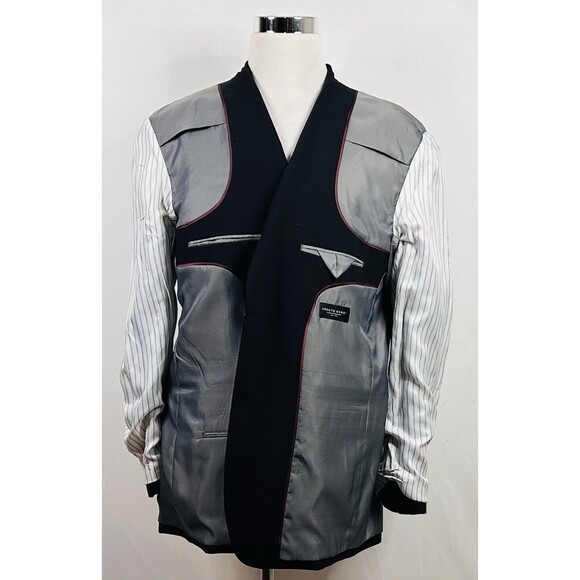 NWT Pronto Uomo 46XL Blazer Wool Blend Black Silver Two Button Double Vented - Picture 7 of 8